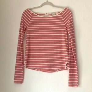 Anthropologie Postmark Greta boatneck White Red Stripes cotton blend Sz XS